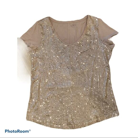 Loft blush sequins scoop neck tee - Picture 1 of 3